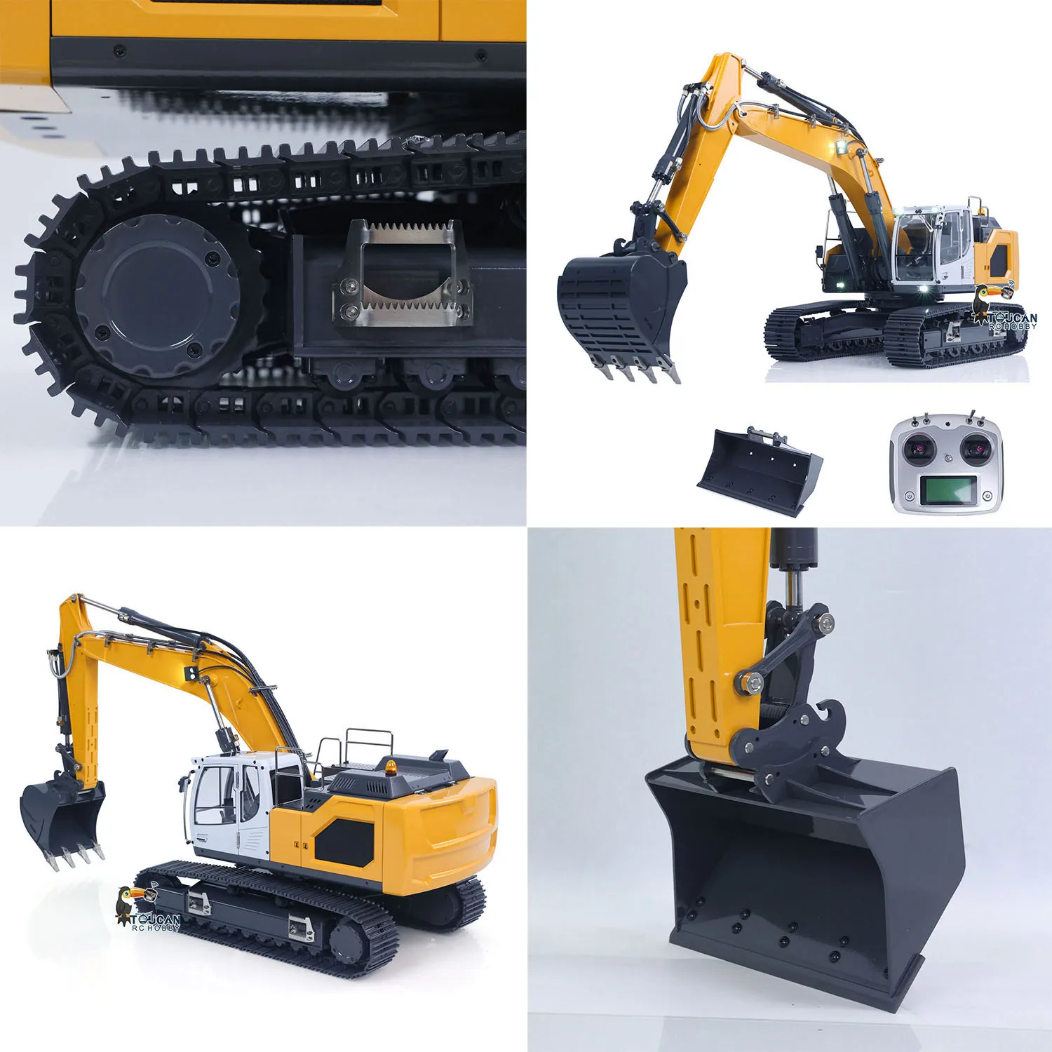 

1/14 New Hydraulic Rc Excavator Remote Control Truck Painted Yellow Car For 945 Toucan Assembled Digger Model Th20590