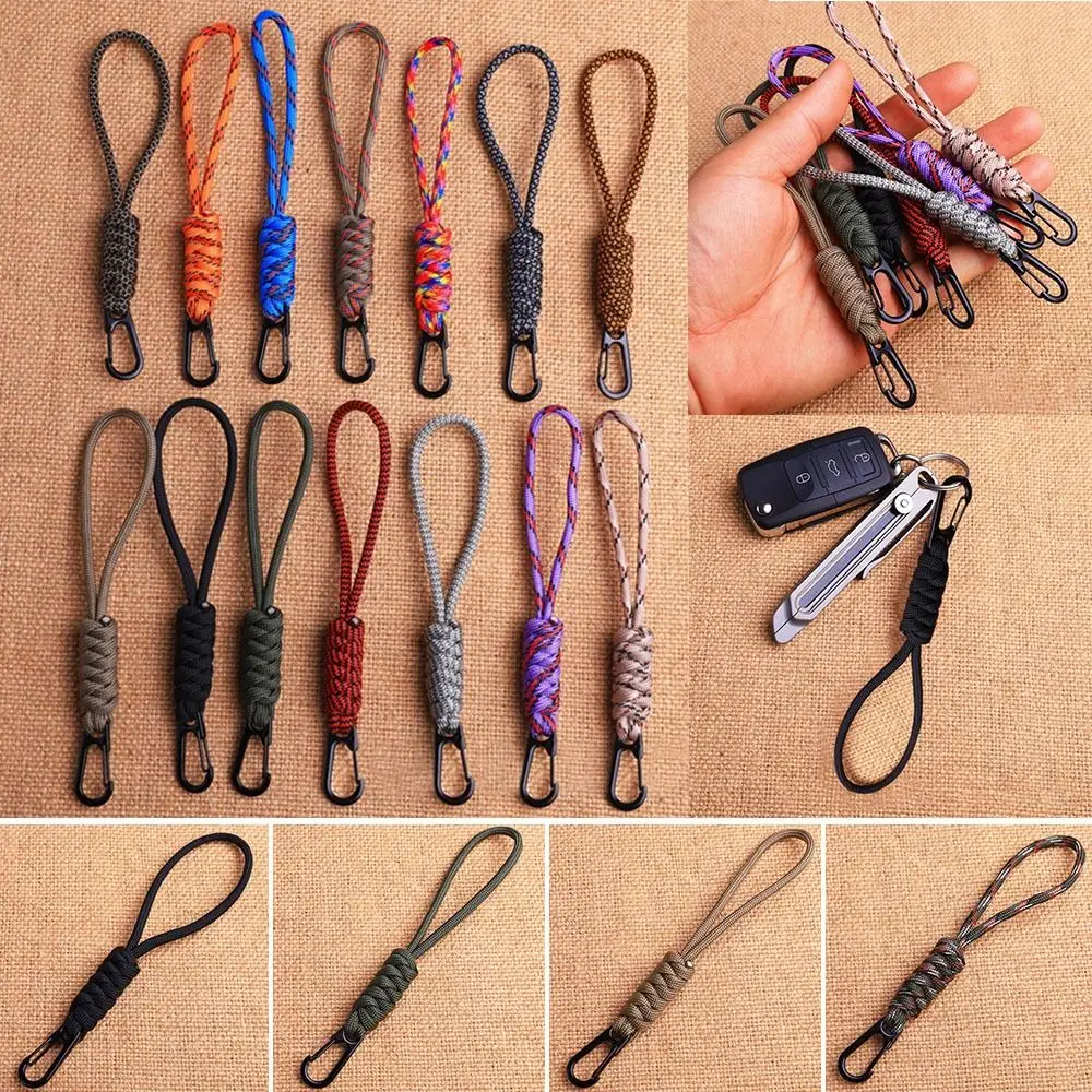 2pcs New Self-Defense High Strength Parachute Cord Paracord Document Keychain Key Ring Lanyard Rotatable Buckle