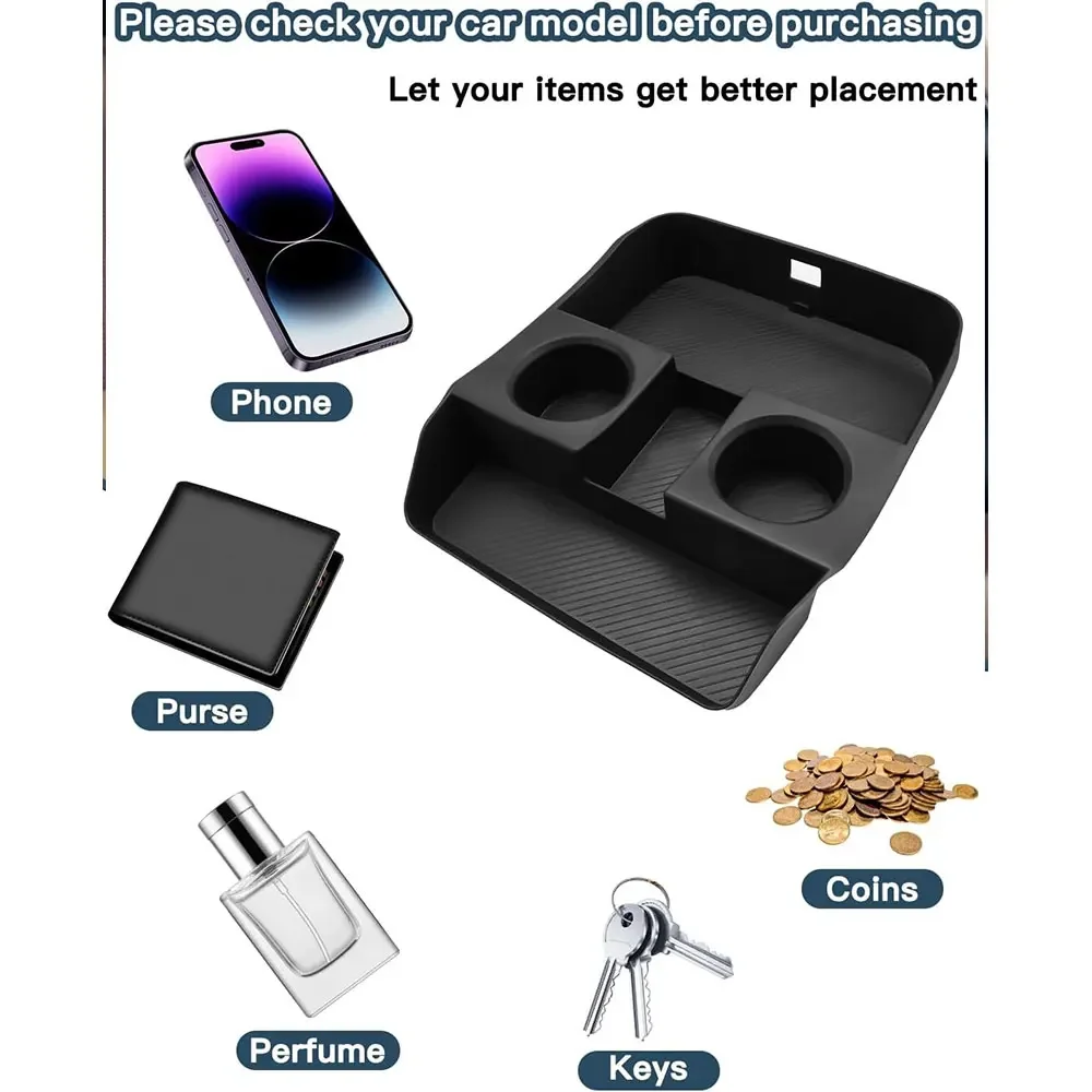 

For 2026 Hyundai Palisade Accessories Lower Center Console Organizer w/ Cup Holder High-Quality TPE Armrest Storage Box