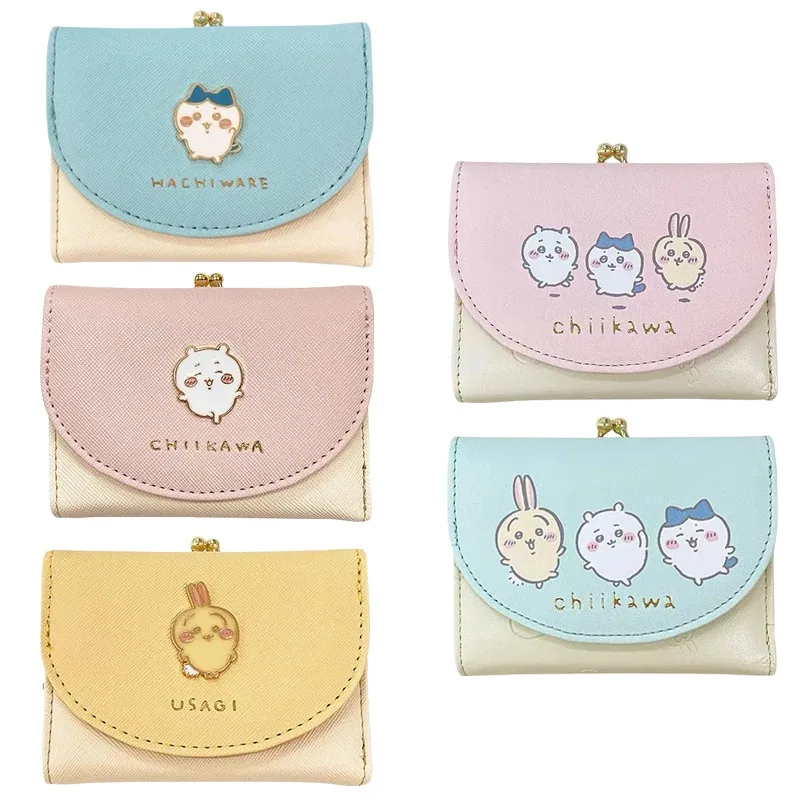 

Kawaii Chiikawaed Hachiware Usagi PU Foldable Wallet Cute Portable Storage Card Bag Cartoon Short Payment Zero Wallet Girl Gift