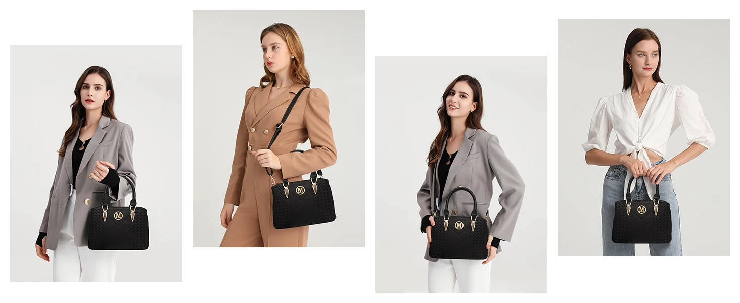 Miss Lulu Damen Handtasche, Mittelgroße Henkeltasche mit Lychee-Muster, Elegante Schultertasche aus hochwertigem Strickprozess – Detail 4