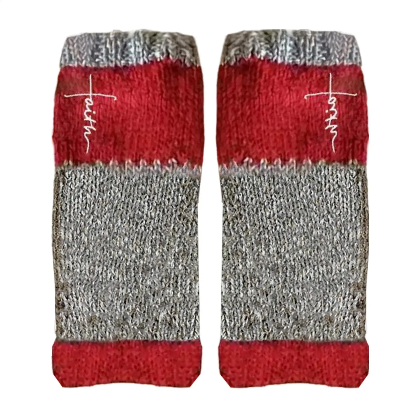 Winter Gloves Women 1 Pair Warm Knitted Fingerless Mitts Ladies Winter Embroidered Gloves For Mother Adults Teens Girlfriend
