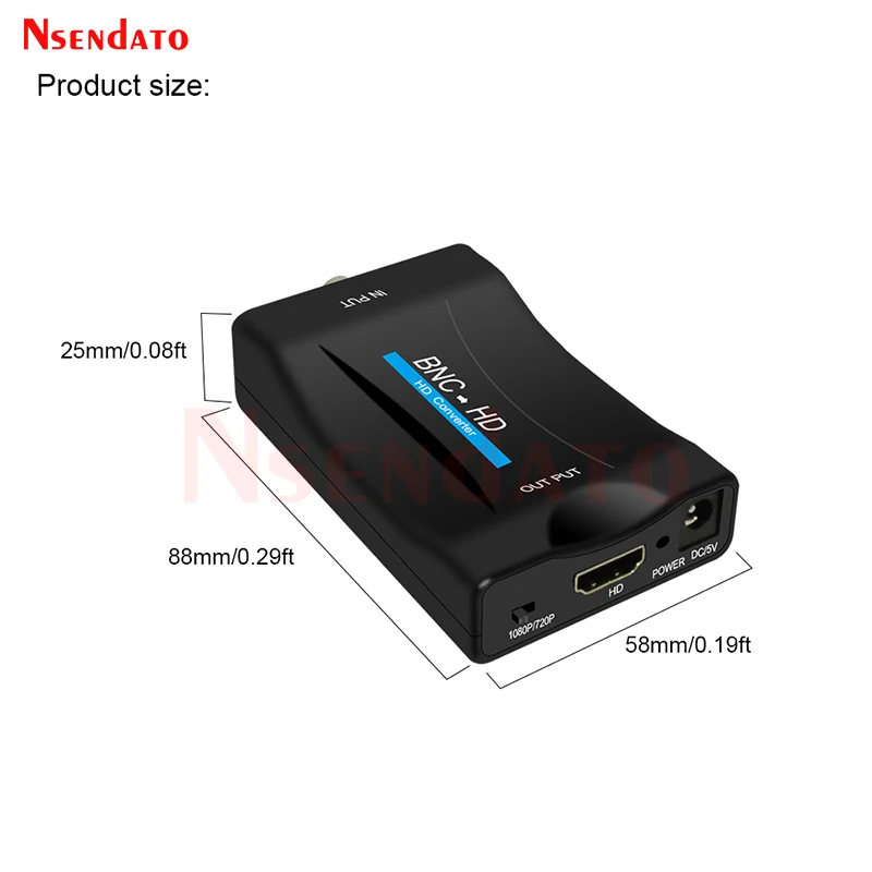 BNC To HDMI-Compatible Converter Adapter Display AV Connector Surveillance Monitor video signal Converter with USB Cable