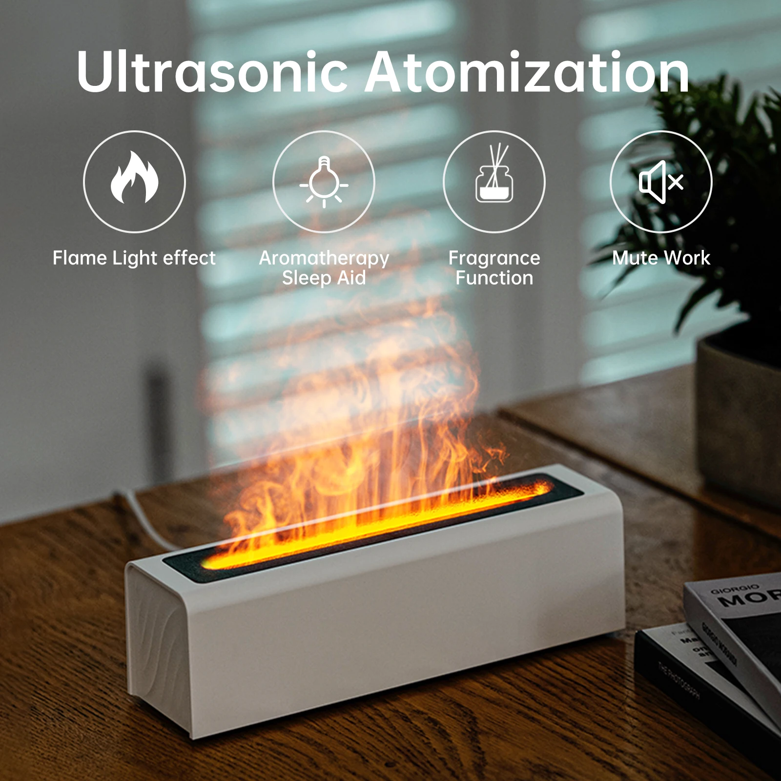 Vissko 7-Colorful Flame Diffuser USB Air Humidifier Aromatherapy Essential for Bedroom Yoga Home Oil Diffuser Fragrance Diffuser