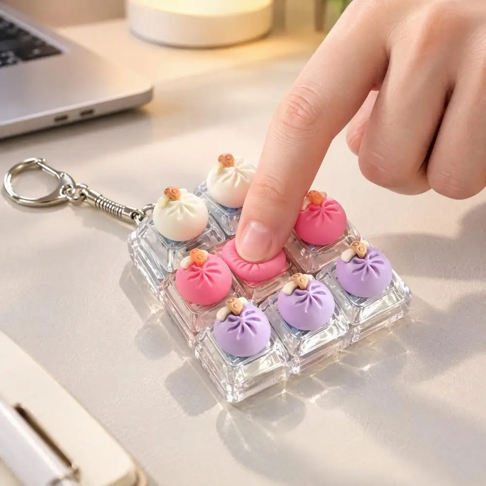 Dumpling Keycap Fidget Toy Soft Squeeze Stress Relief Pendant Keychain Clicky Stem Tactile Dome Desk Focus Aid Study Break