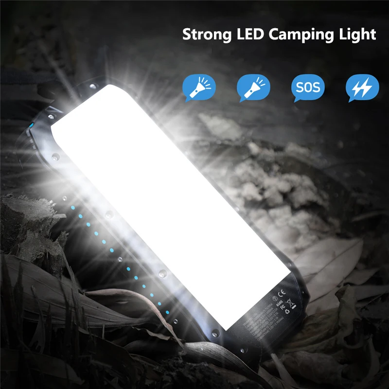 Solar Power Bank 26800mAh Portable Charger 3A Fast Charging Powerbank for iPhone 15 Samsung Xiaomi Poverbank with Camping Light