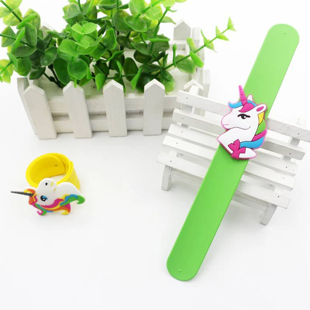 

6pc Silicone Unicorn Bracelet Christmas Slapping Hand Ring Wristband Adjustable Creative Unique Pattern Skin-Friendly