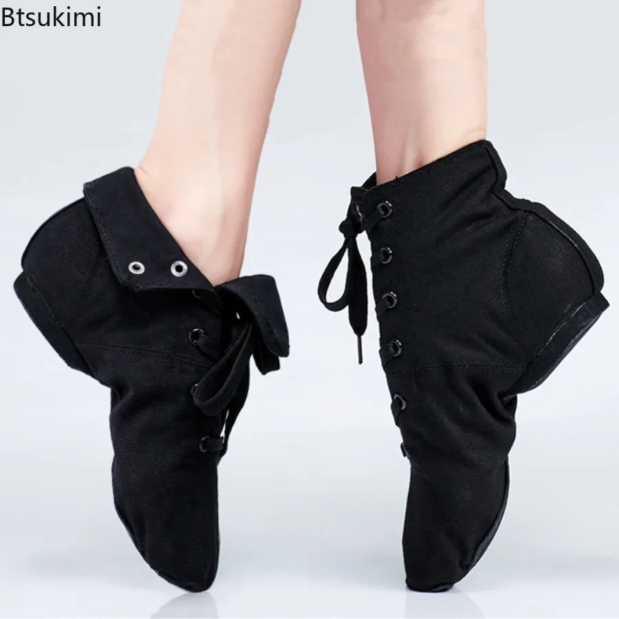 

New 2025 Women's Soft Sole Dance Shoes Strap Jazz Kids Black Practice Shoes Low Heel Gymnastics Shoes Modern Dance Shoe Adult