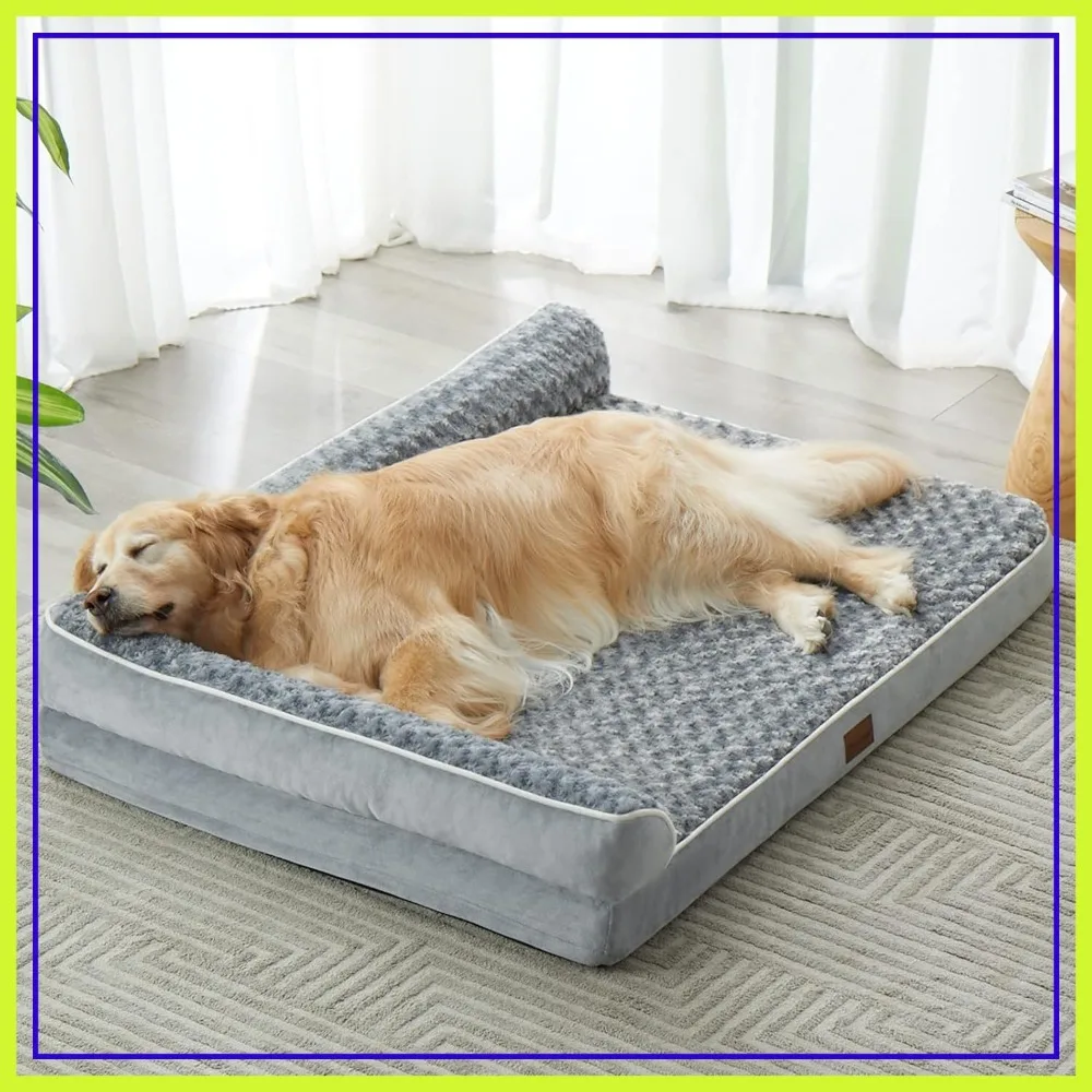 

Orthopedic Dog Bed for Extra Large Dogs, Waterproof XXL Pet Sofa with Non-Slip Bottom & Egg-Crate Foam, Washable Cover