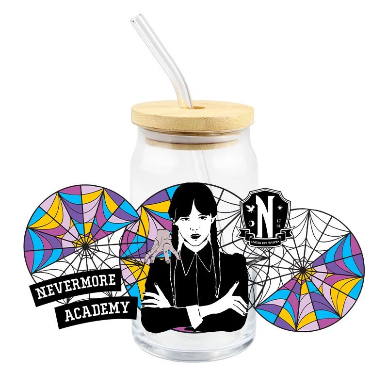 Wednesday Girl DTF Sticker For Cups Cool Personalize UV Wrap Transfer   Sticker Custom Labels DIY Logo Selfadhesive Waterproof