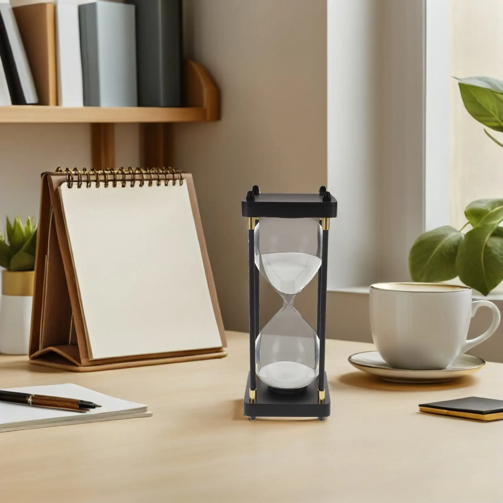 Glass Hourglass Timer 60-Minute Clear Sand Clock Decorative Home Office Desk Vintage Sandglass Ornament Hourglass Sand