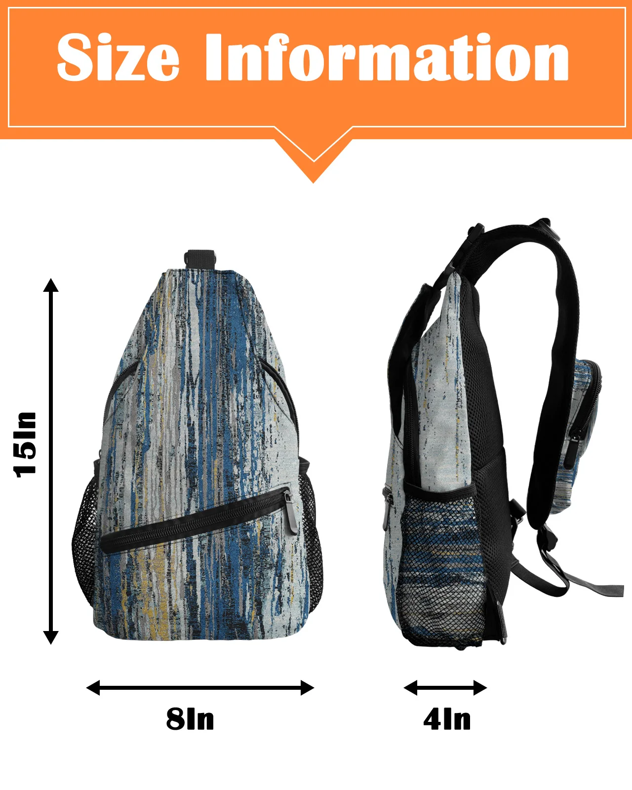 Modern Abstract Mottled Vintage Blue Chest Bags For Women Men Waterproof Messenger Bags Travel Sport One Shoulder Crossbody Bag