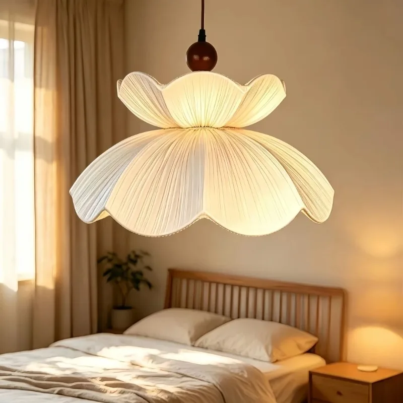 Minimalist Floral Fabric Creative Pendant Light Stydy Dining Room Bedroom Dining Table Modern Interior Decoration Hanging Lamp