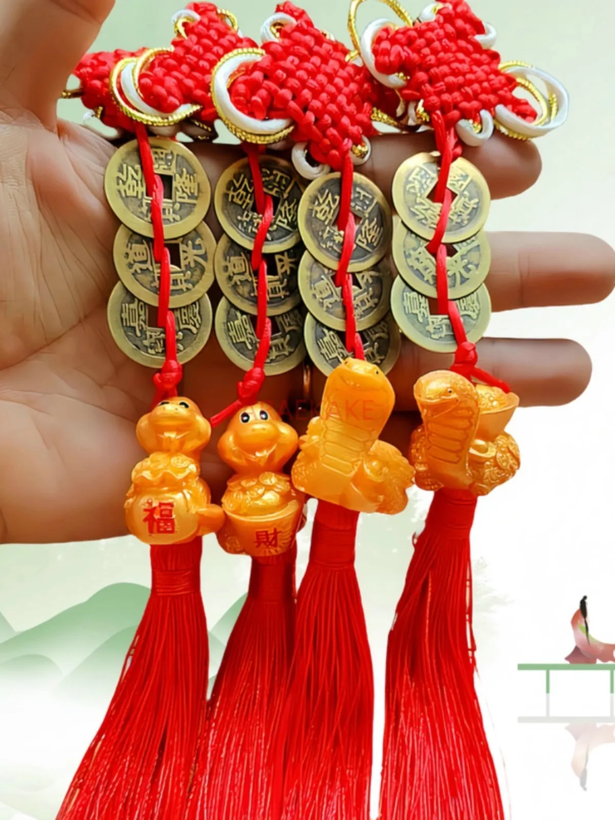 1 pz decorazioni per il capodanno cinese, ciondoli portafortuna serpente nappe rosse appese decorazione anno lunare appeso