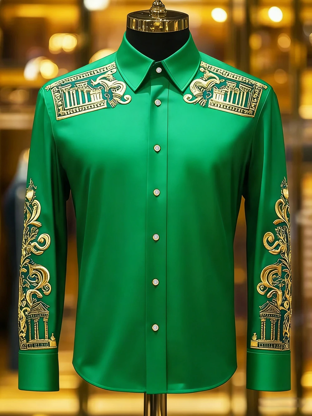 Men's Retro Light Luxury Long Sleeve Shirt Gold Pattern 3D Printed Shirt Hawaiian Vacation Designer Shirt Fast Shipping for You