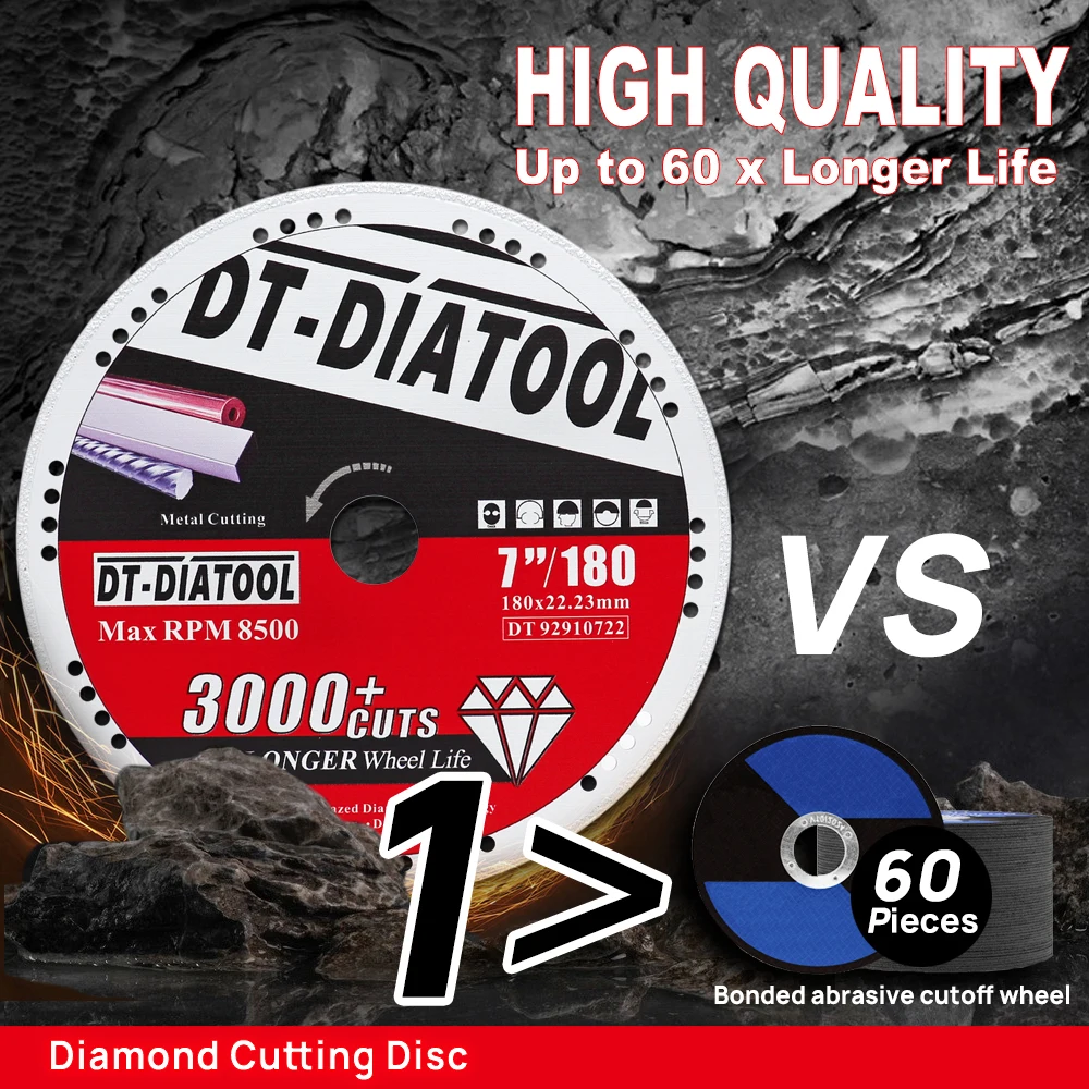 DT-DIATOOL 2 قطعة ضياء 4-9 بوصة الماس أسطوانة تقطيع المعادن قطع عجلة المنشار شفرة ل أنبوب الصلب الحديد حديد التسليح القاطع القرص