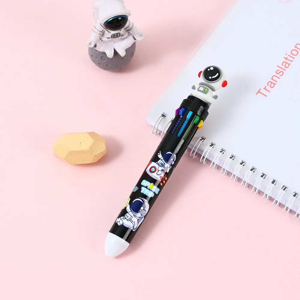 10 Colors Cartoon Astronaut Rabbit Mechanical Ballpoint Pen Multicolored Pens Colorful Refill School Office Writing Supplies New