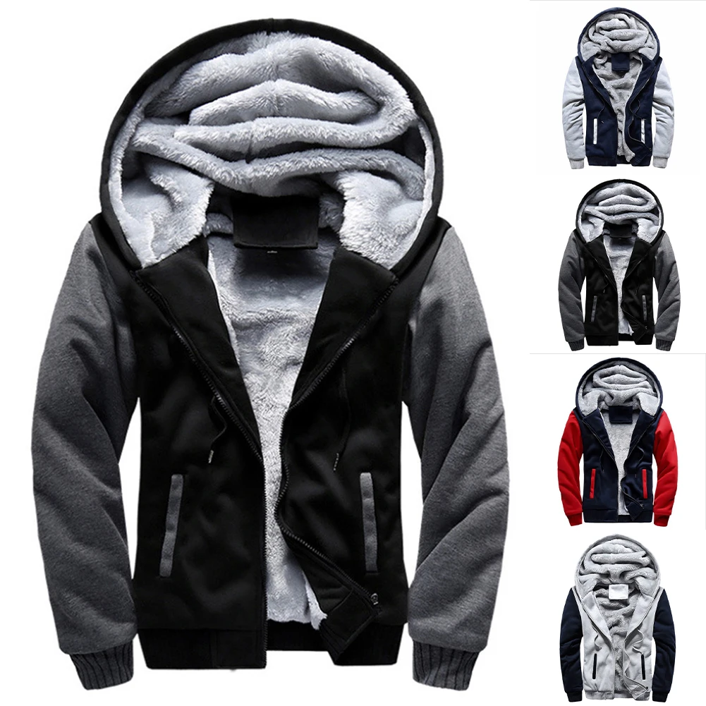 

Мужская зимняя теплая куртка с капюшоном на флисовой подкладке, утепленные спортивные толстовки, свободный кардиган, верхняя одежда, зимняя спортивная одежда на открытом воздухе