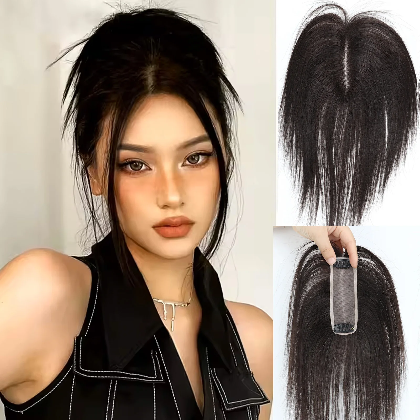 

4x13 см Топпер для волос Моно База Полная ручная завязка 25 см Прямая девственная европейская крышка для волос с заколками в шиньоне для женщин от выпадения волос