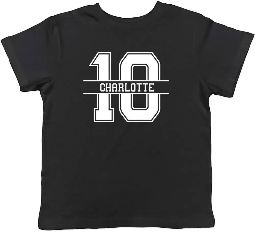 Personalised Name With Number 10 Childrens Kids T-Shirt Boys Girls Gift  High Quality 100%Cotton Short Sleeve