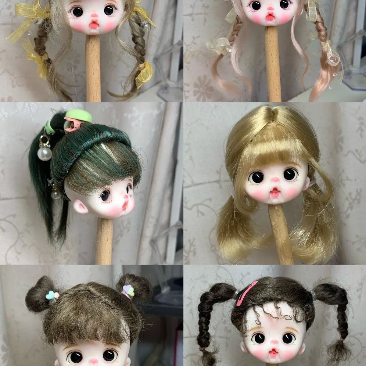 OB11 Wig 80% Mohair Milk Silk Wig 80% Homemade Hard Head Shell 13.5-14.5 Baby Hair Doll Accessories