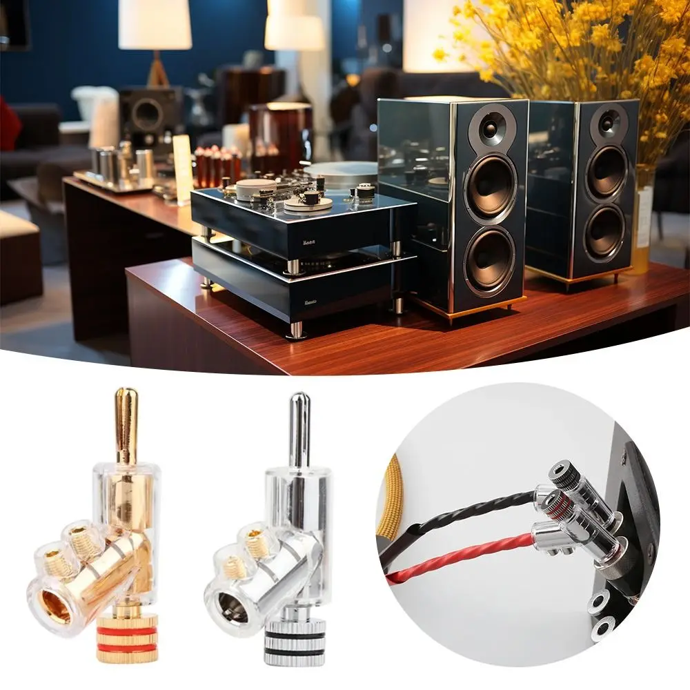 

Rhodium Plated Gold Plated 45 Degree Banana Connector Banana Jack Lockable Speaker Cable Banana Plug For DIY Speaker Wire Audio
