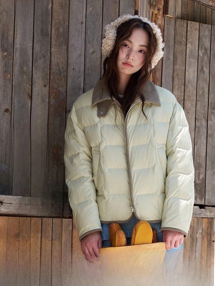 

Lightweight Padded Jaet Snow Flng Spring 2026 Knitted Collar Splicing Sli Matchable Outdoor Indoor Wear Ci Casual