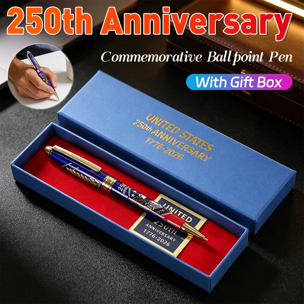 250th Anniversary Patriotic Engraved Gel Pen Commemorative Ballpoint Pens 1776-2026 Collector Item With Gift Box For Men Lawyers