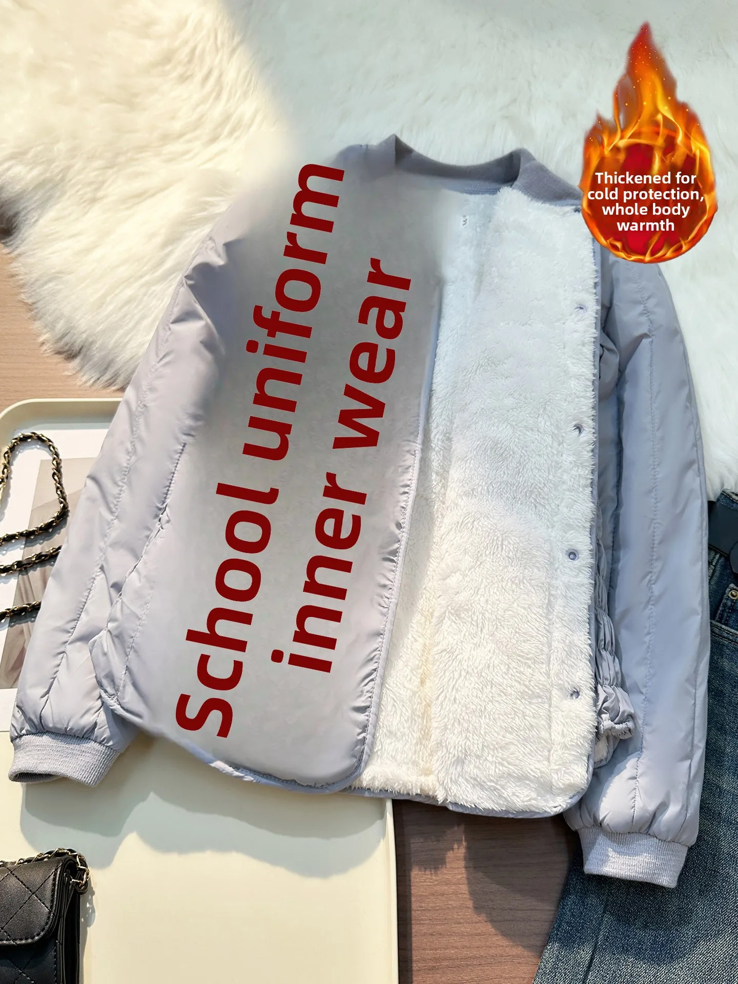 

Утепленная зимняя куртка для девочек-подростков с флисовой подкладкой, теплая и уютная, на хлопковом наполнителе