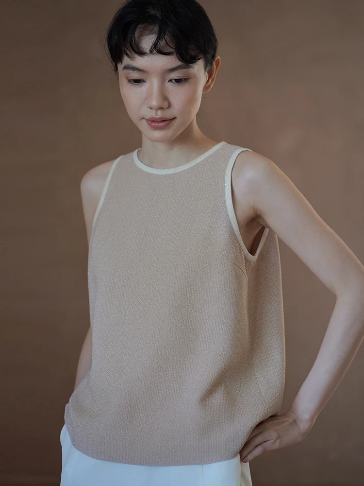 

Утягивающий вязаный жилет трапециевидной формы, свободный крой, круглый, нео-цветный, блузка, дизайн, повседневный, удобный женский летний топ от Хакикики