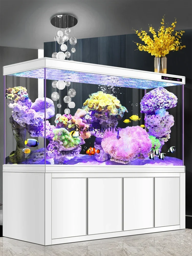 Dragon Fish Tank Living Room Large Aquarium Bottom Filter Ultra-White Glass Home Partition Ecological Automatic Change Water