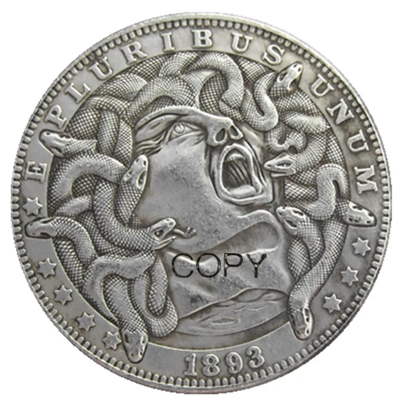 HB(105)Hobo USA Morgan Dollar 1893 skull zombie skeleton Silver Plated Copy Coins