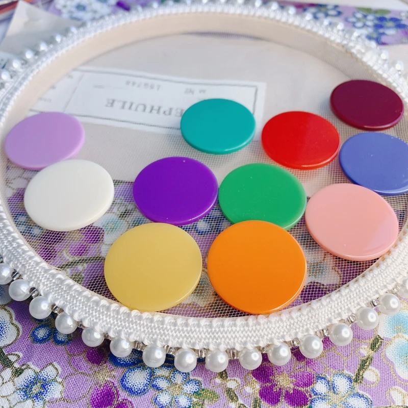 Retro Japanese round resin new solid color round patch DIY jewelry accessories handmade earring material 10pcs