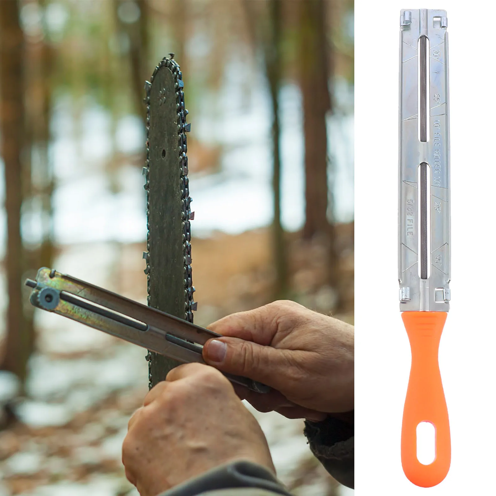 

1Set Chainsaw Sharpener Files Kit Durable Anti-Skid Handle for Controlled Strokes Chainsaw File Set Woodworking Sharpener Tool