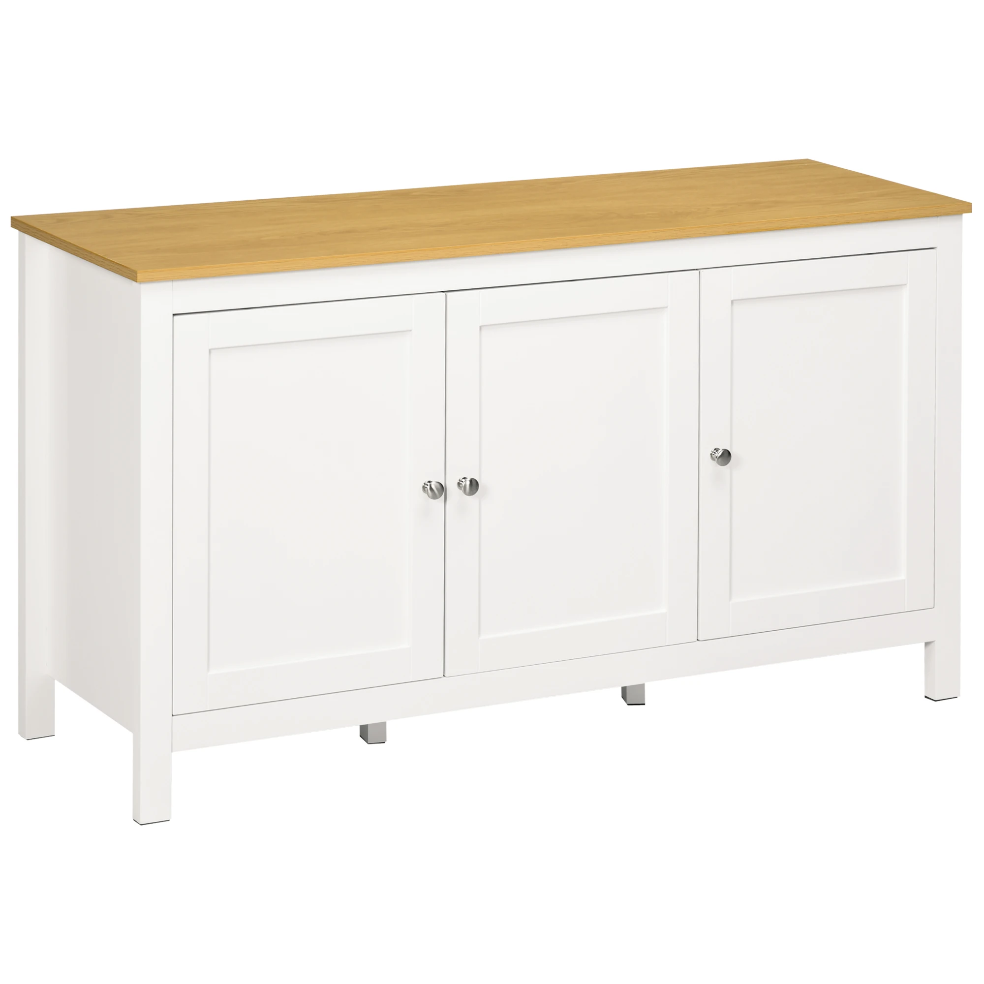HOMCOM Aparador Armario de Cocina Moderno con 3 Puertas 120x40x70 cm Blanco