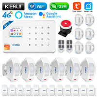 KERUI W184 Tuya Security Protection Smart Home GSM 4G WIFI Alarms Anti Theft Security Alarm System Kit Sensor 6 Languages Garage