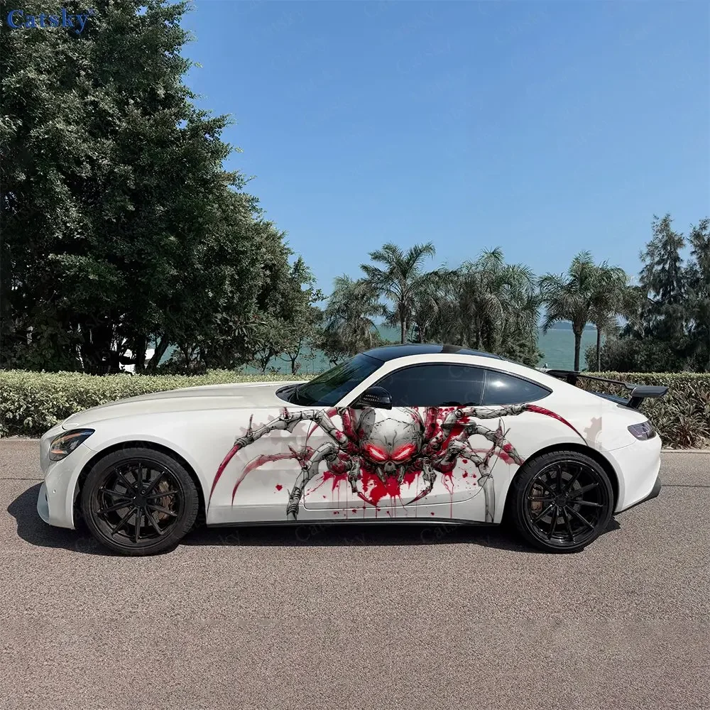 2PCS Mechanical Spider Skeleton, Durable, Fade-resistant, Enhance Vehicle Aesthetics With Bold Artistic Design Car Vinyl Wraps