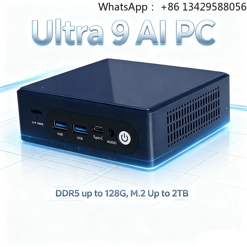 Intel Core Ultra 9 285H Business Use 16 Core LPDDR5 Mini PC Dual 2.5G LAN WiFi 6 BT 5.2 4 Display USB4 Windows 11 SSD
