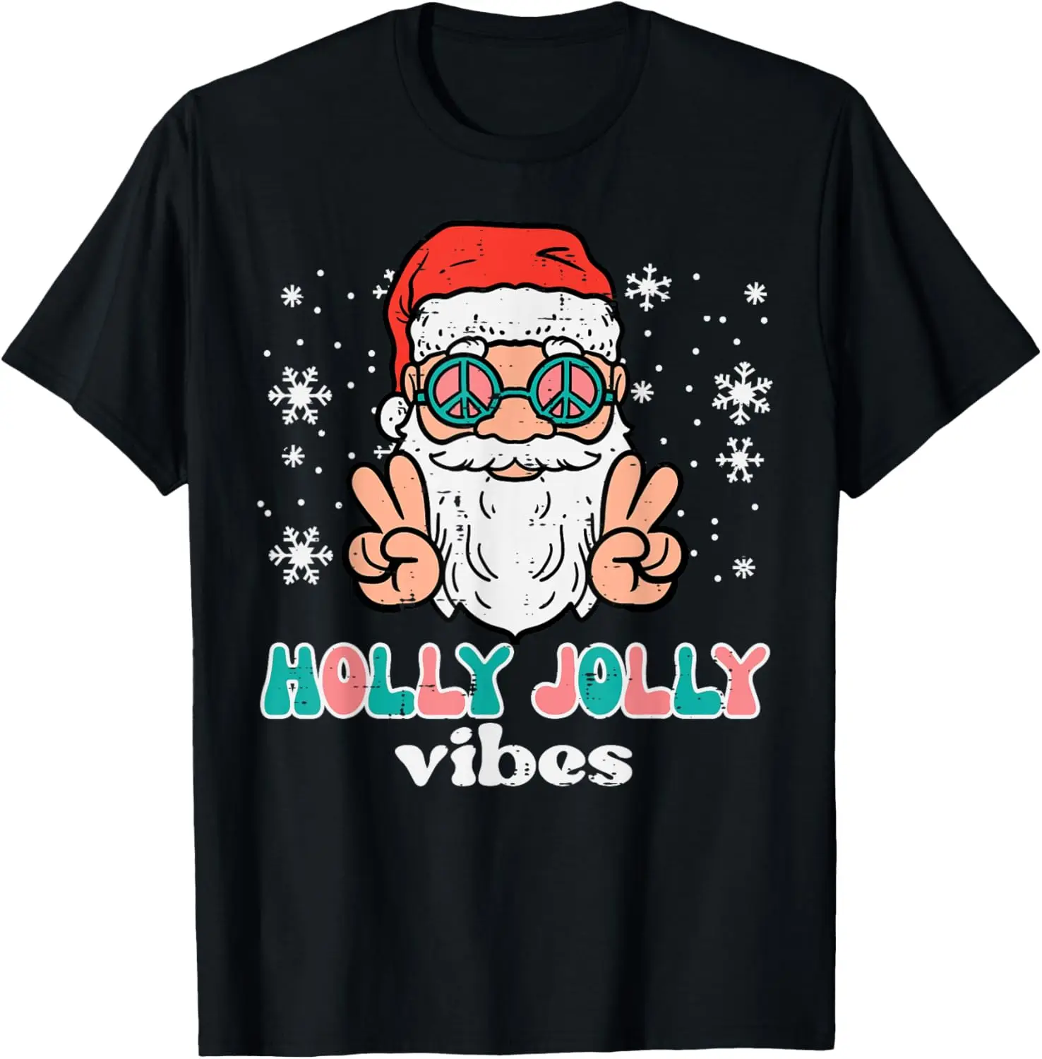 

Рождественская футболка Holly Vibes Retro Xmas Santa Groovy для мужчин и женщин