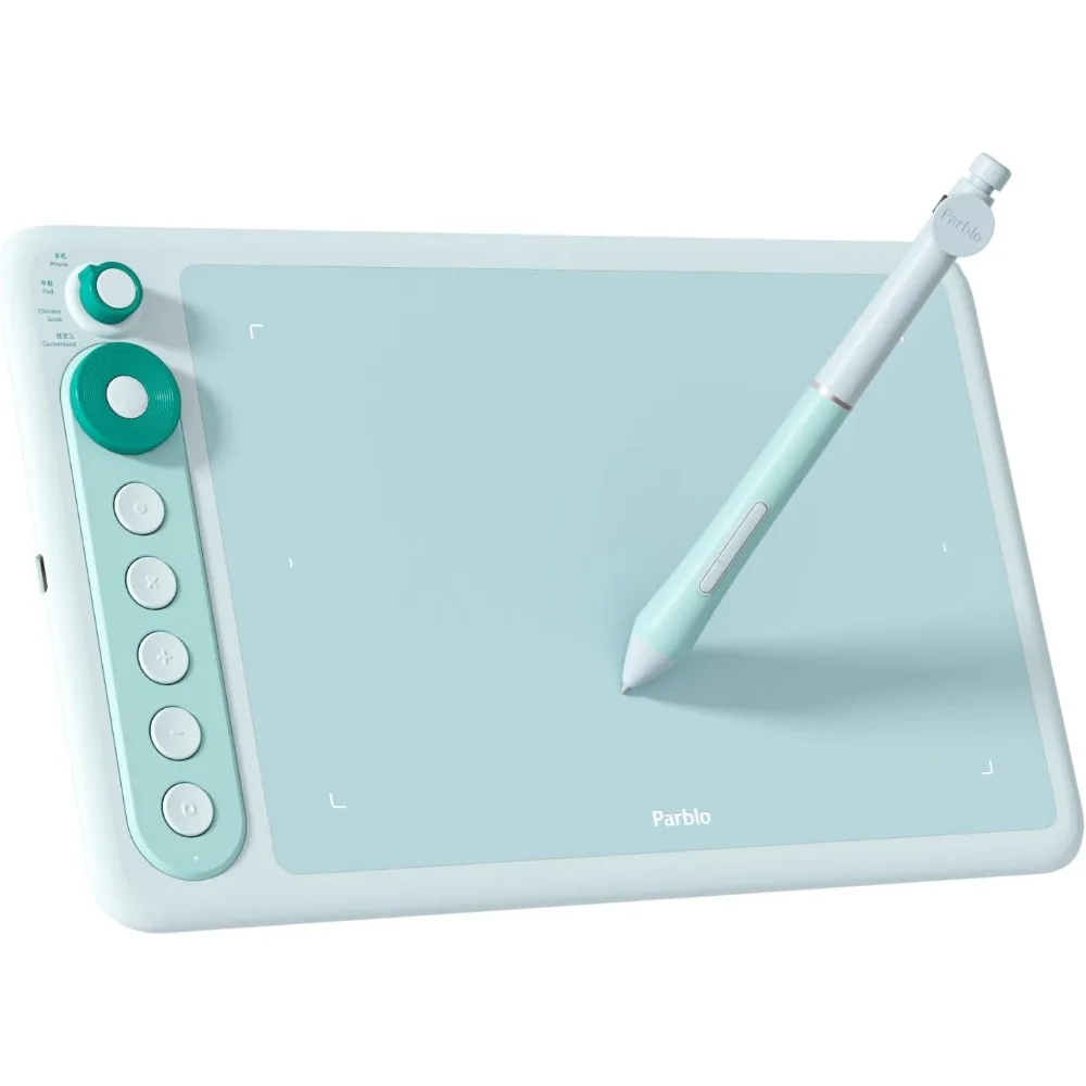 7x4 inch drawing board: mode switch&6 keys, battery free stylus, compatible with Win/Mac/Android,suitable for digital art design