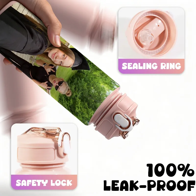 Personalized 750ml Sports Water Bottle Name&Pattern Leakproof for Outdoor Hiking Cycling Fitness Ideal Birthday Gift for Friends