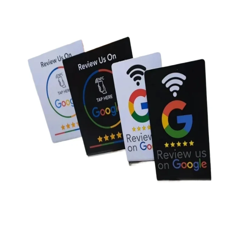Programmable 13.56Mhz Google Review Card NFC Station Table with Bending Card Display Stand for Brand Promotion