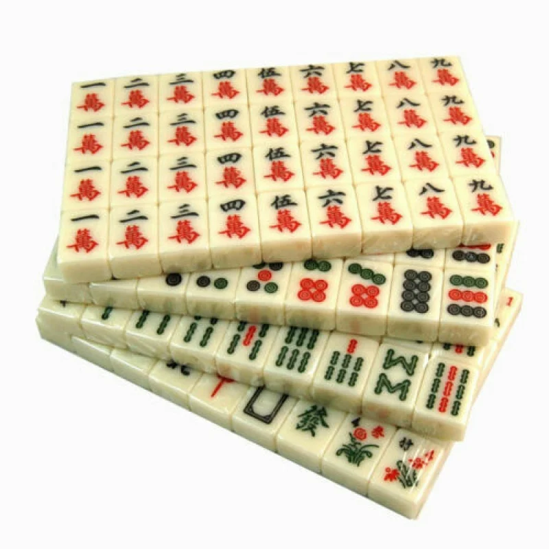 Portable Retro Mahjong 144 Tile Game Mahjong Set Wood 5 Drawer Trolley Box