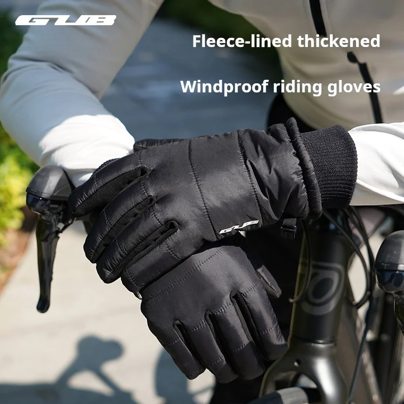

Велоперчатки GUB для холодной зимы, на флисовой подкладке, толстые, ветрозащитные, нескользящие, с сенсорным экраном, для МТБ и шоссейных велосипедов, теплые, спортивные, мужские