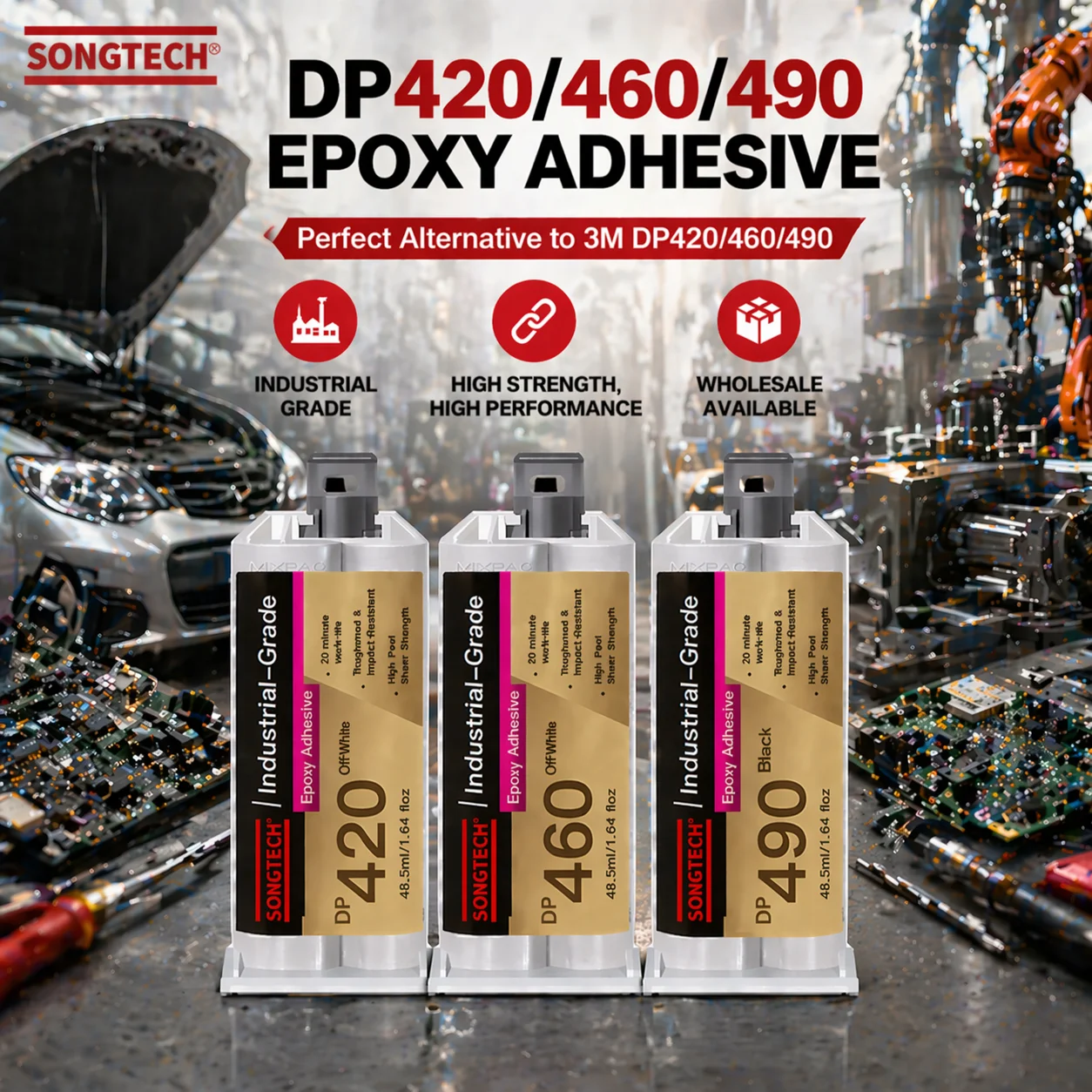 Songtech 3M DP420/460/490 Epoxy Adhesive Industrial Grade High Strength Glue for Equipment Repair Assembly and DIY