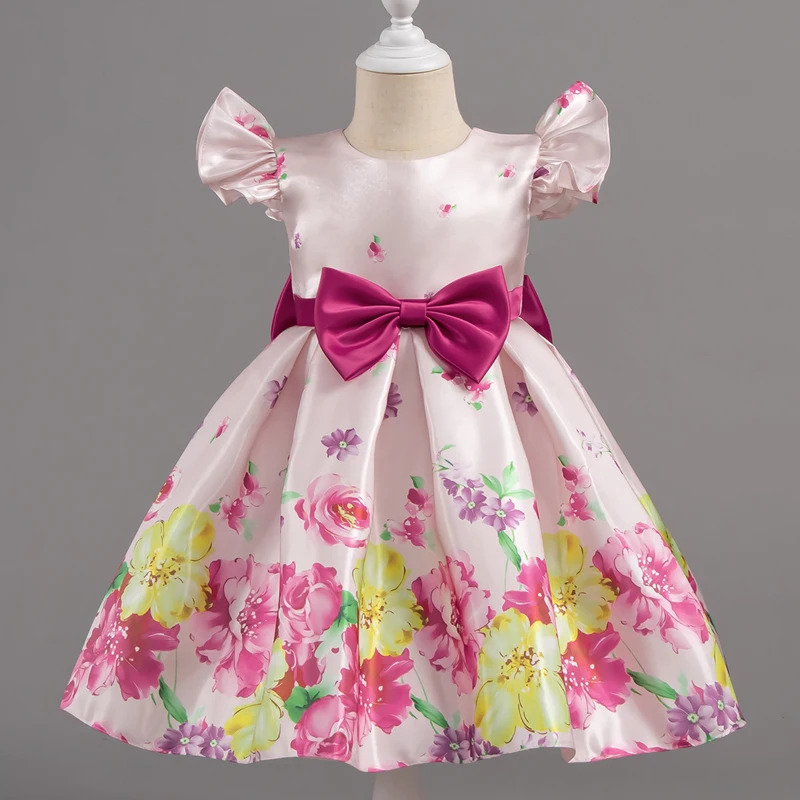 Fashion Bow Flower Girl Dresses Wedding Sleeveless Kids Party Dresses for Girls Summer Flower Girl Dresses Wedding 1-9 Years