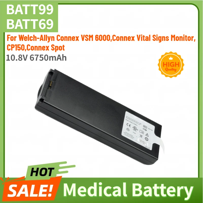 New BATT99 BATT69 Medical Battery 10.8V 6750mAh for Welch-Allyn Connex VSM 6000,Connex Vital Signs Monitor,CP150,Connex Spot