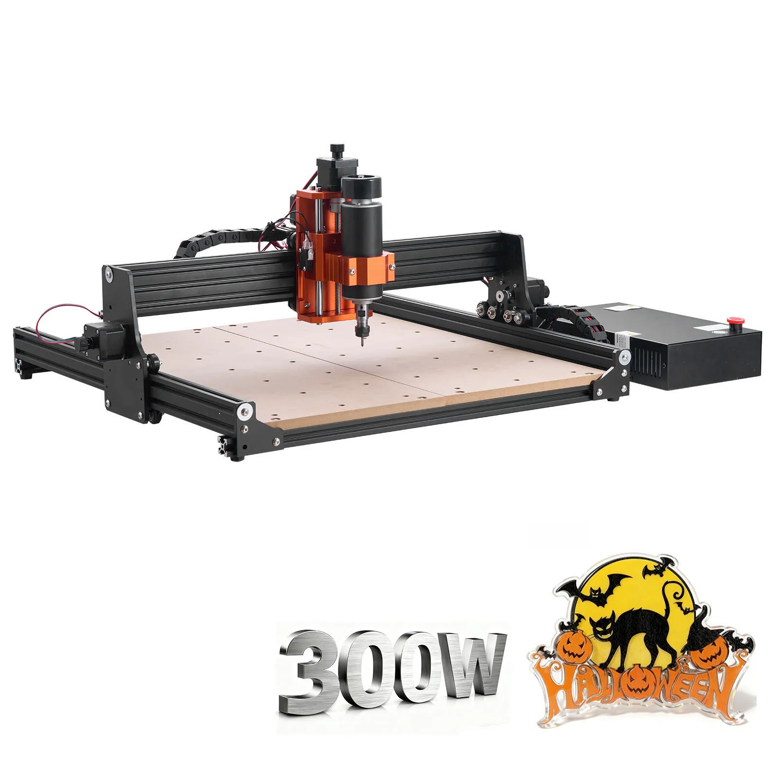 CNC Router Machine, 300W Spindle, 3-Axis Wood Engraving Milling Machine, Featuring 15.75 x 15.75 x 2.36 in Working Area, Offline Controller, Aluminum Alloy Structure