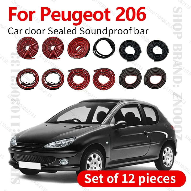 For 1998-2010 Peugeot 206 Car Door Seal Strip Rubber Double Layer Sealing Protector Soundproof Strip Dustproof Seal Strip 12PCS