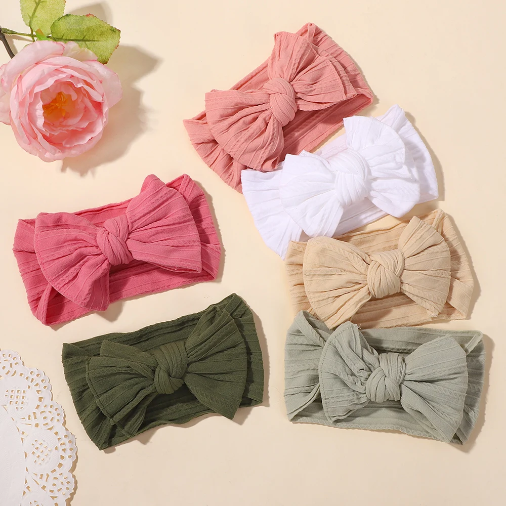 10 Stück, zufällige Farben, Nylon-Haarband für Babymädchen, elastisch, handgefertigte Schleife, modisches Kopftuch, Baby-Haarschmuck. – Detail 8